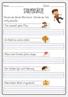 Vorschau - Arbeitsblätter - Stolpersätze 2.Klasse - Herbst (Basisschrift) - Seite 1