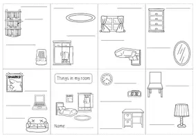 Vorschau - Arbeitsblätter - Faltbüchlein zum Wortschatz THINGS IN MY ROOM (sw +bunt) - Seite 3