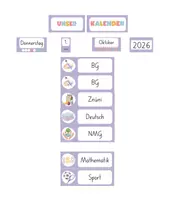 Vorschau - Lehrpläne/Lehrermaterial - Tagestransparenz in Deutschweizer Basisschrift (violett) - Seite 1