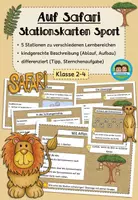 Vorschau - Stationenlernen - Stationskarten Sport: Auf Safari (Klasse 2-4) - Deckblatt