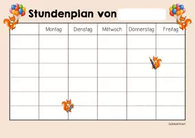 Vorschau - Arbeitsblätter - Eichhörnchenklasse - Stundenplan (Klassentier) - Seite 2