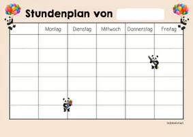 Vorschau - Arbeitsblätter - Pandaklasse - Stundenplan (Klassentier) - Seite 2