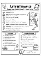 Vorschau - Arbeitsblätter - School Start Escape Room Klasse 5 - Seite 1