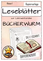 Vorschau - Arbeitsblätter - Bücherwurm orientiert am Lehrwerk LESEBLÄTTER Klasse 1 - Deckblatt
