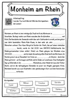 Vorschau - Unterrichtsreihen - Monheim am Rhein Lückentext mit Wortspeicher Hörverstehen und Suchsel - Seite 1