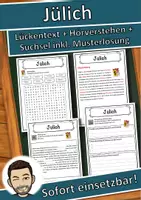 Vorschau - Unterrichtsreihen - Jülich Lückentext mit Wortspeicher Hörverstehen und Suchsel - Deckblatt