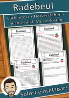 Vorschau - Unterrichtsreihen - Radebeul Lückentext mit Wortspeicher Hörverstehen und Suchsel - Deckblatt