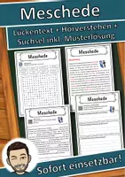 Vorschau - Unterrichtsreihen - Meschede Lückentext mit Wortspeicher Hörverstehen und Suchsel - Deckblatt