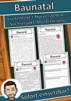 Vorschau - Unterrichtsreihen - Baunatal Lückentext mit Wortspeicher Hörverstehen und Suchsel - Deckblatt