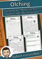 Vorschau - Unterrichtsreihen - Olching Lückentext mit Wortspeicher Hörverstehen und Suchsel - Deckblatt
