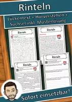Vorschau - Unterrichtsreihen - Rinteln Lückentext mit Wortspeicher Hörverstehen und Suchsel - Deckblatt