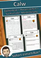 Vorschau - Unterrichtsreihen - Calw Lückentext mit Wortspeicher Hörverstehen und Suchsel - Deckblatt