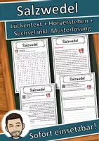 Vorschau - Unterrichtsreihen - Salzwedel Lückentext mit Wortspeicher Hörverstehen und Suchsel - Deckblatt