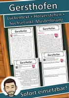 Vorschau - Unterrichtsreihen - Gersthofen Lückentext mit Wortspeicher Hörverstehen und Suchsel - Deckblatt