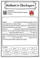 Vorschau - Unterrichtsreihen - Weilheim in Oberbayern Lückentext mit Wortspeicher Hörverstehen und Suchsel - Seite 1