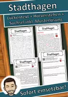 Vorschau - Unterrichtsreihen - Stadthagen Lückentext mit Wortspeicher Hörverstehen und Suchsel - Deckblatt