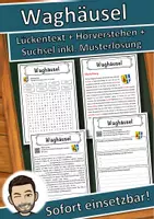 Vorschau - Unterrichtsreihen - Waghäusel Lückentext mit Wortspeicher Hörverstehen und Suchsel - Deckblatt