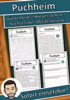 Vorschau - Unterrichtsreihen - Puchheim Lückentext mit Wortspeicher Hörverstehen und Suchsel - Deckblatt