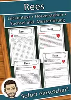 Vorschau - Unterrichtsreihen - Rees Lückentext mit Wortspeicher Hörverstehen und Suchsel - Deckblatt