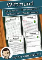 Vorschau - Unterrichtsreihen - Wittmund Lückentext mit Wortspeicher Hörverstehen und Suchsel - Deckblatt