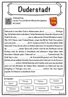 Vorschau - Unterrichtsreihen - Duderstadt Lückentext mit Wortspeicher Hörverstehen und Suchsel - Seite 1