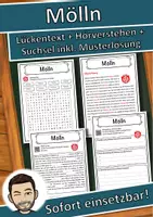 Vorschau - Unterrichtsreihen - Mölln Lückentext mit Wortspeicher Hörverstehen und Suchsel - Deckblatt