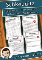 Vorschau - Unterrichtsreihen - Schkeuditz Lückentext mit Wortspeicher Hörverstehen und Suchsel - Deckblatt