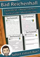 Vorschau - Unterrichtsreihen - Bad Reichenhall Lückentext mit Wortspeicher Hörverstehen und Suchsel - Deckblatt