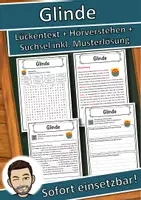 Vorschau - Unterrichtsreihen - Glinde Lückentext mit Wortspeicher Hörverstehen und Suchsel - Deckblatt