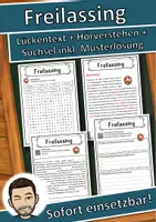 Vorschau - Unterrichtsreihen - Freilassing Lückentext mit Wortspeicher Hörverstehen und Suchsel - Deckblatt