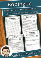 Vorschau - Unterrichtsreihen - Bobingen Lückentext mit Wortspeicher Hörverstehen und Suchsel - Deckblatt