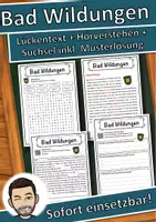 Vorschau - Unterrichtsreihen - Bad Wildungen Lückentext mit Wortspeicher Hörverstehen und Suchsel - Deckblatt