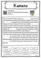 Vorschau - Unterrichtsreihen - Kamenz Lückentext mit Wortspeicher Hörverstehen und Suchsel - Seite 1