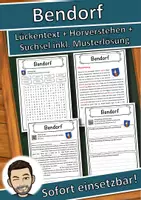 Vorschau - Unterrichtsreihen - Bendorf Lückentext mit Wortspeicher Hörverstehen und Suchsel - Deckblatt