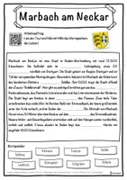 Vorschau - Unterrichtsreihen - Marbach am Neckar Lückentext mit Wortspeicher Hörverstehen und Suchsel - Seite 1