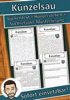 Vorschau - Unterrichtsreihen - Künzelsau Lückentext mit Wortspeicher Hörverstehen und Suchsel - Deckblatt