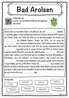 Vorschau - Unterrichtsreihen - Bad Arolsen Lückentext mit Wortspeicher Hörverstehen und Suchsel - Seite 1