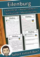 Vorschau - Unterrichtsreihen - Eilenburg Lückentext mit Wortspeicher Hörverstehen und Suchsel - Deckblatt