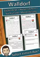 Vorschau - Unterrichtsreihen - Walldorf Lückentext mit Wortspeicher Hörverstehen und Suchsel - Deckblatt