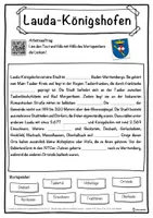 Vorschau - Unterrichtsreihen - Lauda-Königshofen Lückentext mit Wortspeicher Hörverstehen und Suchsel - Seite 1
