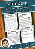 Vorschau - Unterrichtsreihen - Blomberg Lückentext mit Wortspeicher Hörverstehen und Suchsel - Deckblatt