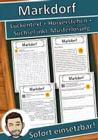 Vorschau - Unterrichtsreihen - Markdorf Lückentext mit Wortspeicher Hörverstehen und Suchsel - Deckblatt