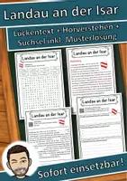 Vorschau - Unterrichtsreihen - Landau an der Isar Lückentext mit Wortspeicher Hörverstehen und Suchsel - Deckblatt