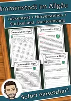 Vorschau - Unterrichtsreihen - Immenstadt im Allgäu Lückentext mit Wortspeicher Hörverstehen und Suchsel - Deckblatt
