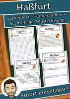 Vorschau - Unterrichtsreihen - Haßfurt Lückentext mit Wortspeicher Hörverstehen und Suchsel - Deckblatt