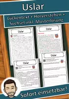 Vorschau - Unterrichtsreihen - Uslar Lückentext mit Wortspeicher Hörverstehen und Suchsel - Deckblatt