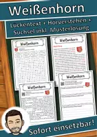 Vorschau - Unterrichtsreihen - Weißenhorn Lückentext mit Wortspeicher Hörverstehen und Suchsel - Deckblatt