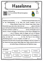 Vorschau - Unterrichtsreihen - Haselünne Lückentext mit Wortspeicher Hörverstehen und Suchsel - Seite 1