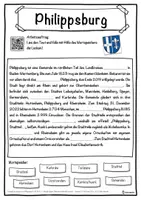 Vorschau - Unterrichtsreihen - Philippsburg Lückentext mit Wortspeicher Hörverstehen und Suchsel - Seite 1