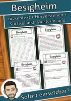 Vorschau - Unterrichtsreihen - Besigheim Lückentext mit Wortspeicher Hörverstehen und Suchsel - Deckblatt